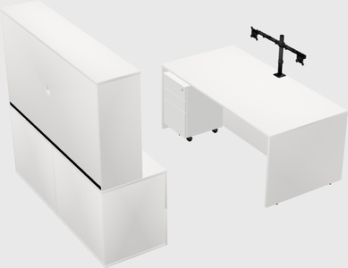 Bureau parallèle avec crédence