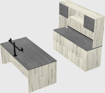 Parallel desk with credenza