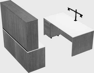 Parallel desk with credenza