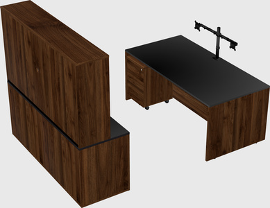 Parallel desk with credenza