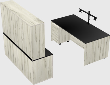 Parallel desk with credenza