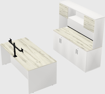 Parallel desk with credenza