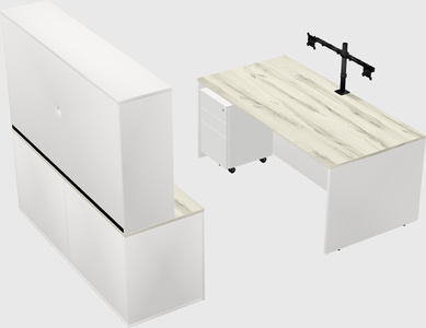Parallel desk with credenza