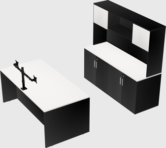 Bureau parallèle avec crédence