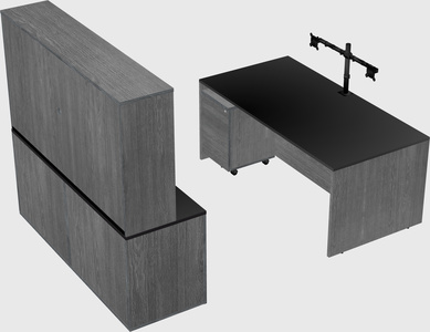 Parallel desk with credenza