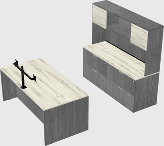 Parallel desk with credenza
