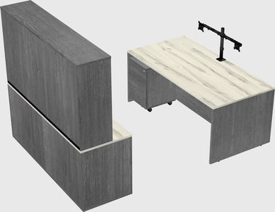 Parallel desk with credenza
