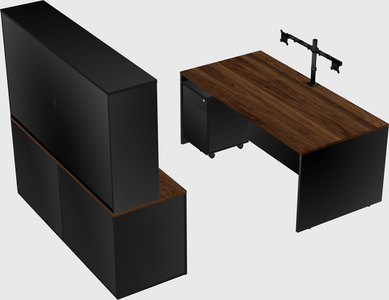 Bureau parallèle avec crédence