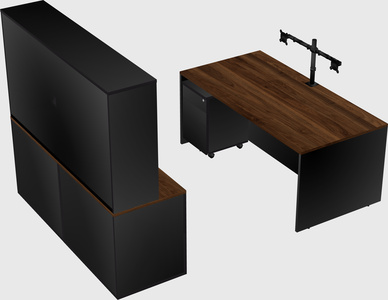 Parallel desk with credenza