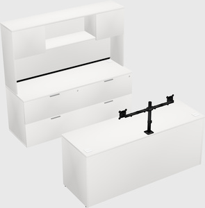 带书柜的平行办公桌