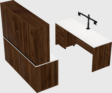 Parallel desk with credenza