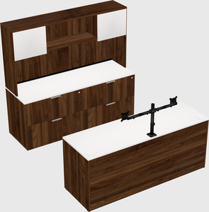 Parallel desk with credenza