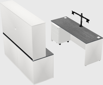 Parallel desk with credenza