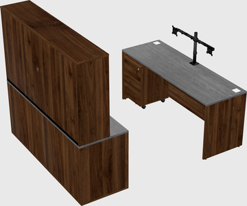 Parallel desk with credenza