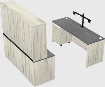 Parallel desk with credenza