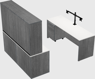Parallel desk with credenza