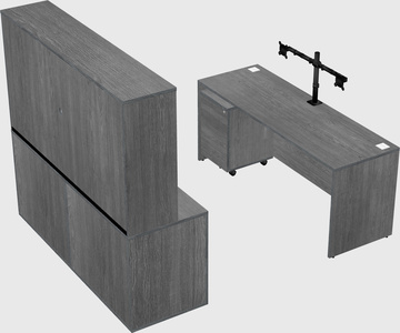 Parallel desk with credenza