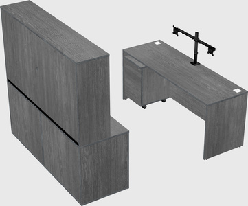 Bureau parallèle avec crédence