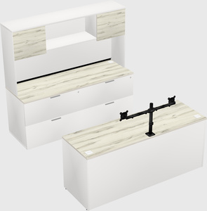 Bureau parallèle avec crédence
