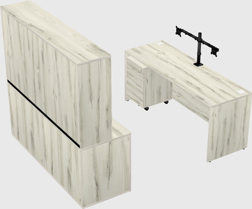 带书柜的平行办公桌