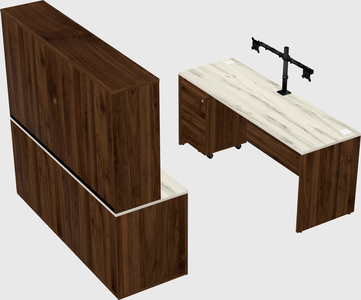 Parallel desk with credenza