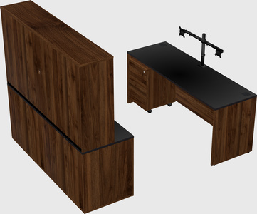 Bureau parallèle avec crédence