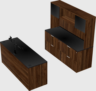 Parallel desk with credenza