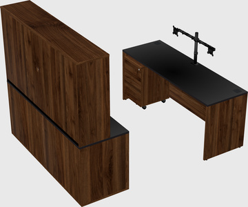Parallel desk with credenza