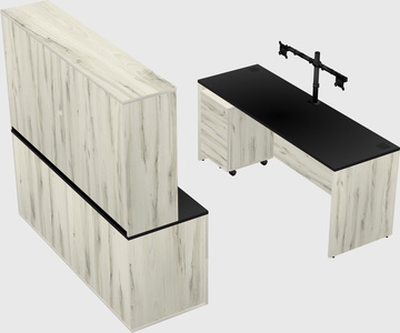Bureau parallèle avec crédence