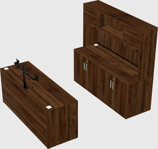 Parallel desk with credenza