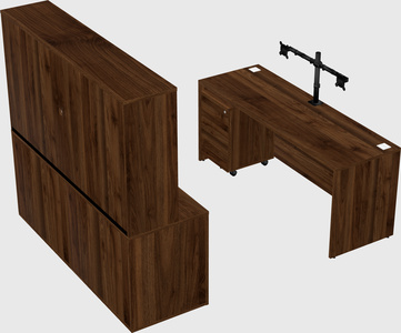Parallel desk with credenza