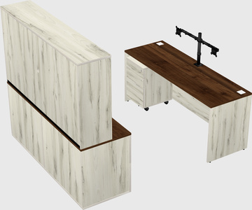 Parallel desk with credenza