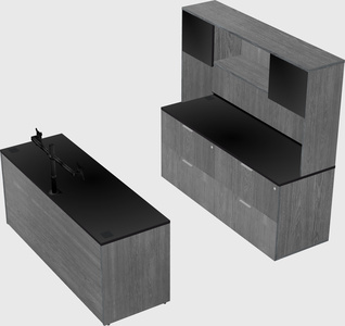 Parallel desk with credenza