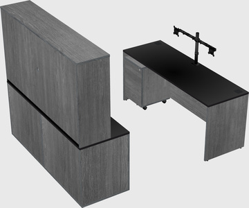Parallel desk with credenza