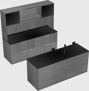 Parallel desk with credenza