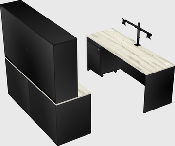 Parallel desk with credenza