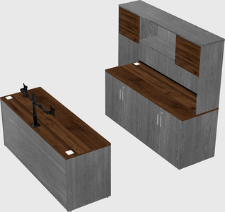 Parallel desk with credenza