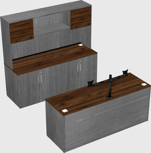 Parallel desk with credenza