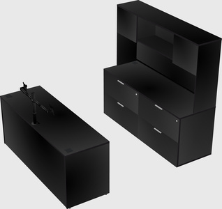 Bureau parallèle avec crédence