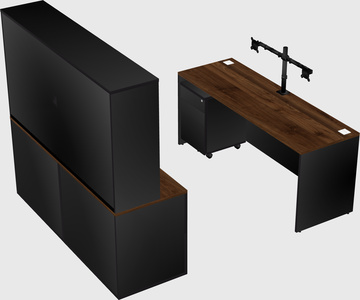 Bureau parallèle avec crédence