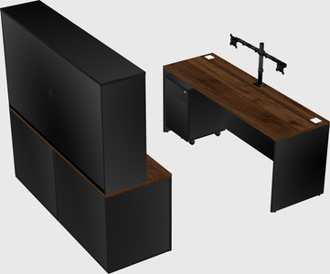 Bureau parallèle avec crédence