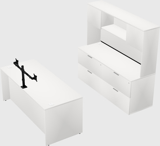 Bureau parallèle avec crédence