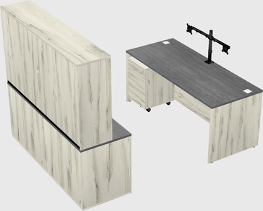 Parallel desk with credenza