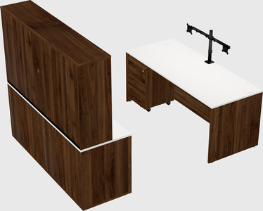 Parallel desk with credenza