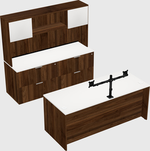 Parallel desk with credenza