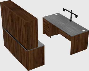 Bureau parallèle avec crédence