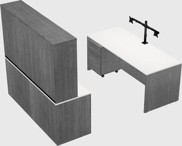 Parallel desk with credenza