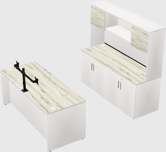 Parallel desk with credenza