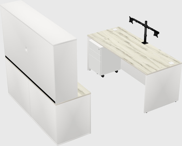 Parallel desk with credenza