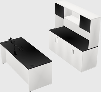 Parallel desk with credenza
